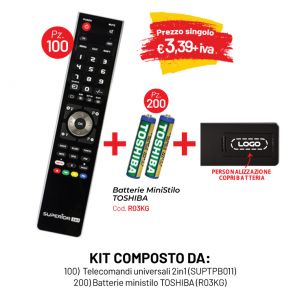 KIT 100 TELECOMANDI 2in1 + 200 BATTERIE