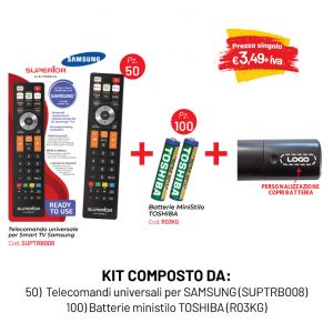 KIT 50 TELECOMANDI X SAMSUNG PERSONALIZZATI + 100 BATTERIE