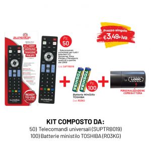 KIT 50 TELECOMANDI PERSONALIZZATI + 100 BATTERIE