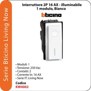 L.NOW -INTERRUTTORE 2P 16AX BIANCO