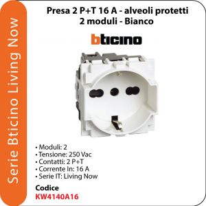 L.NOW -PRESA UNEL E BIPASSO 10/16A BIANCO