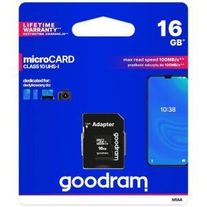 MICROSD 16 GB CARD CLASS 10+ADAPTER+CARD
