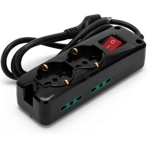 MULTIPRESA COMPACT 6 POSTI(2 SCHUKO + 4 BIVAL.) - NERA