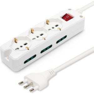 MULTIPRESA COMPACT 9 POSTI(3 SCHUKO + 6 BIVAL.) - BIANCA