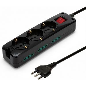 MULTIPRESA COMPACT 9 POSTI(3 SCHUKO + 6 BIVAL.) - NERA