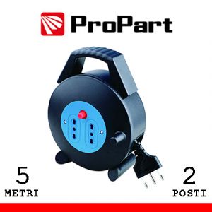 Avvolgicavo 2pos bipasso 5metri spina16A nero               