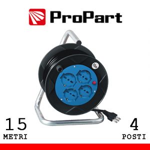 AVVOLGICAVO 4 POSTI BIPASSO/SCHUKO 15 METRI SPINA 16A NERO