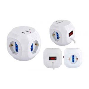 MULTIP. CUBO DA TAVOLO 3P-BIPASSO +BIP/SCHUKO +3USB + TIPO C