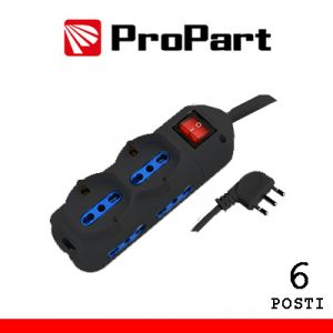 MULTIPRESA 6 POSTI BIPASSO+BIPASSO/SCHUKO SPINA 16A+INT. NER