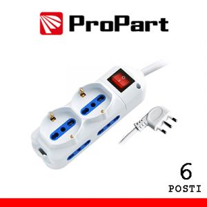 MULTIPRESA 6P BIPASSO+BIPASSO/SCHUKO SPINA 16A+INTERR. 3MT