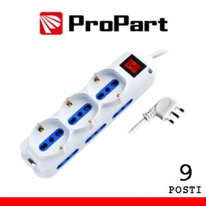 MULTIPRESA 9 POSIZIONI BIPASSO+BIPASSO/SCHUKO SPINA 16A+INT.
