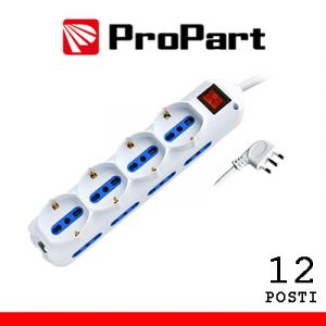 MULTIPRESA 12 POSTI BIPASSO+BIPASSO/SCHUKO SPINA 16A + INT.