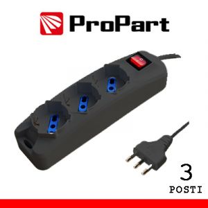 MULTIPRESA 3 POSTI BIPASSO/SCHUKO SPINA 16A+INTERR. NERA