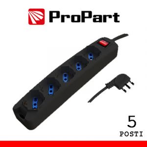 MULTIPRESA 5 POSTI BIPASSO/SCHUKO SPINA 16A+INTERRUTTORE NER