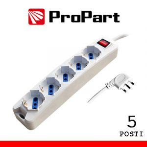MULTIPRESA 5 POSTI BIPASSO/SCHUKO SPINA 16A+INTERRUTTORE