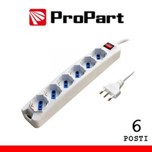 MULTIPRESA 6 POSTI BIPASSO/SCHUKO SPINA 16A+INTERRUTTORE