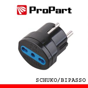 ADATTATORE BIPASSO SPINA SCHUKO NERO POLYBAG
