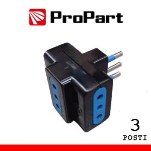 ADATTATORE 3 POSTI 10A SPINA 10A POLYBAG NERO