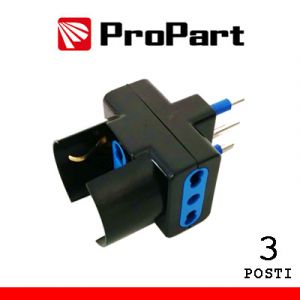 ADATTATORE 3 POSTI BIPASSO/SCHUKO SPINA 16A POLYBAG NERO