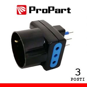 ADATTATORE 3 POSTI 10A/SCHUKO SPINA 10A NERO