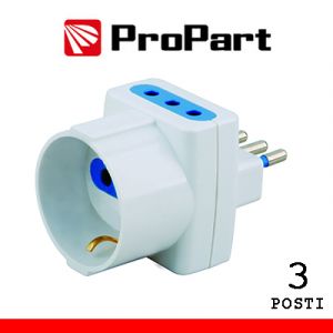 ADATTATORE 3 POSTI 10A/SCHUKO SPINA 10A POLYBAG