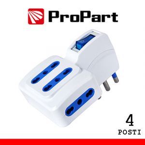 ADATTATORE 4 POSTI BIPASSO SPRINA 16A SALVASPAZIO + INTERR.