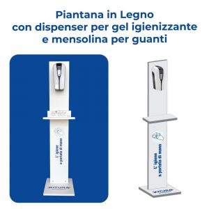 PIANTANA CON DISPENSER PER GEL IGIENIZZANTE E MENS