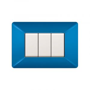 PLACCA COPRINTERRUTTORI 3 MODULI BLU MARE