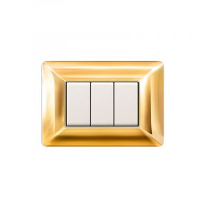 PLACCA COPRINTERRUTTORI 3 MODULI ORO