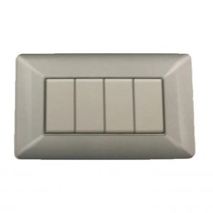 PLACCA COPRINTERRUTTORI 4 MODULI ARGENTO CHIARO