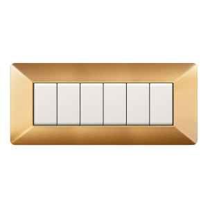 PLACCA COPRINTERRUTTORI 6 MODULI ORO SATINATO